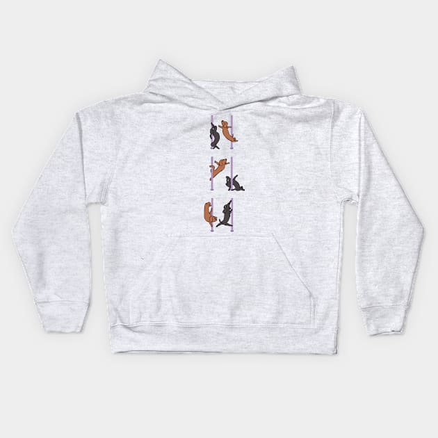 Dachshund Pole Dancing Club Kids Hoodie by huebucket